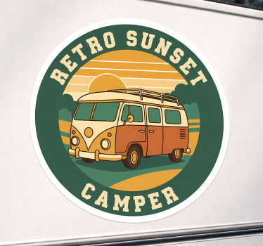 Autocollant camping car coucher de soleil rétro - TenStickers