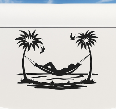 Sticker camping car hamac vie de plage - TenStickers