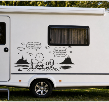 Sticker camping car snoopy et charlie lake - TenStickers