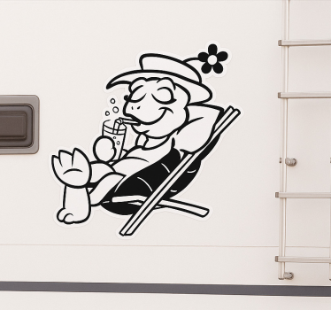 Sticker camping car tortue de vacances relaxante - TenStickers