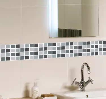 Sticker salle de bain - Frise autocollante carreaux gris - TenStickers