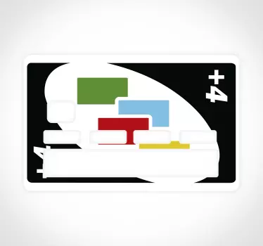 Sticker carte bancaire Uno carte +4 - TenStickers