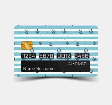 Sticker Carte Bancaire Ancre sur sticker à rayures - TenStickers