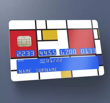 Sticker carte bancaire art géométrique Mondrian - TenStickers