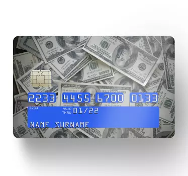 Sticker carte bancaire billets de dollars - TenStickers