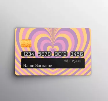 Sticker carte bancaire cœur groovy psychédélique - TenStickers
