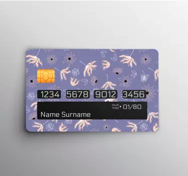 Sticker Carte Bancaire design orange et violet fleurs abstraites - TenStickers