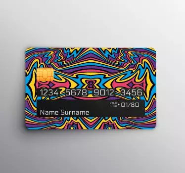 Sticker Carte Bancaire Couleurs vives lignes groovy - TenStickers