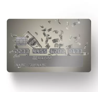 Sticker carte bancaire pluie de dollars - TenStickers