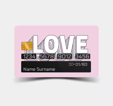 Sticker carte de crédit Love lettrage multicouche rétro - TenStickers