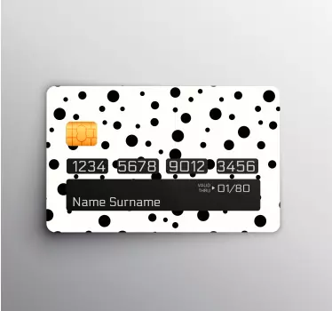 Sticker carte bancaire motif à pois noirs - TenStickers