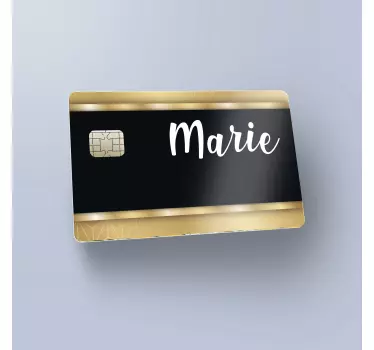 Sticker carte bancaire personnalisé noir et effet or - TenStickers
