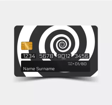 Sticker Carte Bancaire Spirale rétro hypnotique noir et blanc - TenStickers