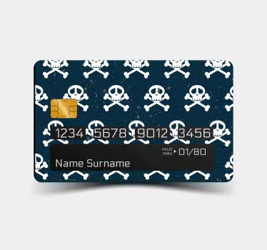 Sticker carte bancaire crânes sur fond bleu - TenStickers