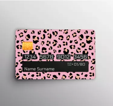 Sticker carte bancaire léopard noir et rose - TenStickers