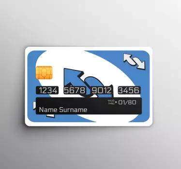 Sticker Carte Bancaire Uno bleu jeu de cartes - TenStickers