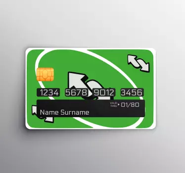 Sticker Carte Bancaire Uno jeu de cartes vertes - TenStickers