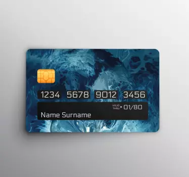 Autocollant carte bancaire vagues aquarelle tons bleus - TenStickers