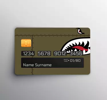Sticker carte bancaire requin militaire vert - TenStickers