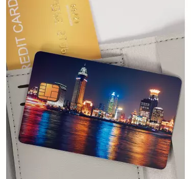 Sticker carte bancaire ville de nuit - TenStickers
