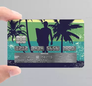 Sticker carte de crédit surf camp - TenStickers