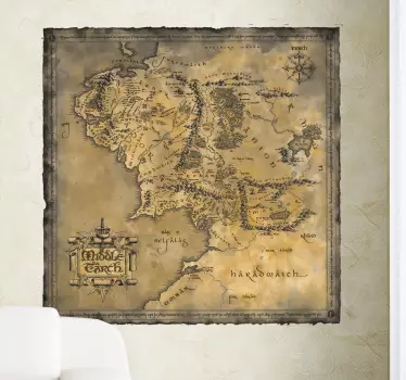 Sticker carte monde Tolkien - TenStickers