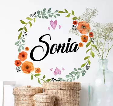 Sticker fleurs personnalisé couronne floral - TenStickers