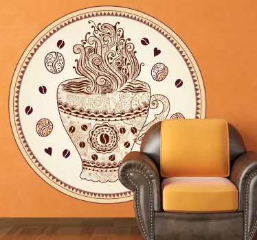 Sticker cercle tasse café - TenStickers