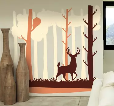 Sticker animal sauvage cerf forêt - TenStickers