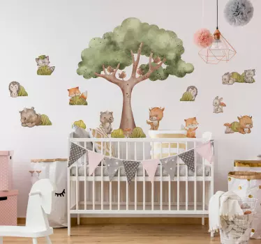 Sticker chambre enfant animaux de la forêt mignons - TenStickers