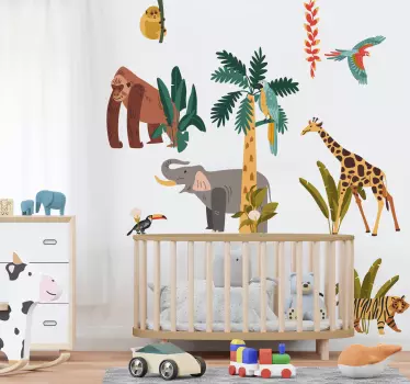 Sticker chambre enfant animaux de la jungle - TenStickers