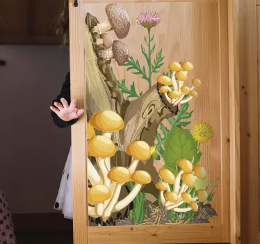 Sticker Meuble Chambre Enfant nature arbre et champignons - TenStickers