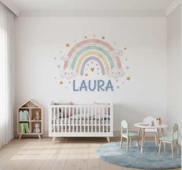 Sticker chambre enfant arc-en-ciel avec prénom - TenStickers
