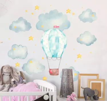 Sticker chambre enfant aventure en montgolfière - TenStickers