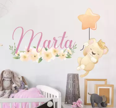 Sticker bébé ballon lion personnalisé - TenStickers