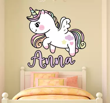 Sticker chambre enfant figurine de licorne personnalisée - TenStickers