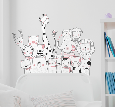 Sticker tête de lit maison dessin animaux - TenStickers