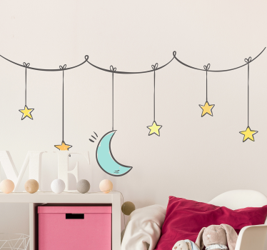Sticker espace chambre enfant étoiles avec demi-lune - TenStickers