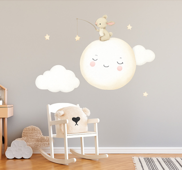 Sticker chambre enfant lapin sur la lune - TenStickers
