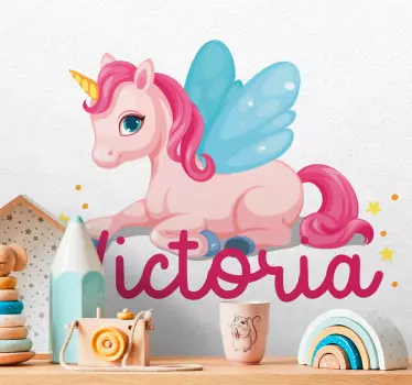 Sticker chambre enfant licorne magique personnalisée - TenStickers