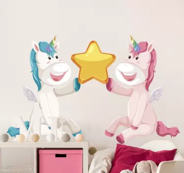 Sticker chambre enfant licornes avec étoiles - TenStickers
