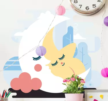 Sticker chambre enfant lune et étoile - TenStickers