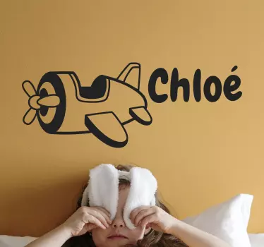 Sticker chambre enfant nom personnalisé de l'avion - TenStickers