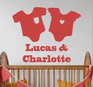 Sticker chambre enfant noms pour chambre de jumeaux - TenStickers