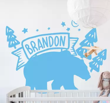 Sticker chambre enfant ourson et arbres - TenStickers