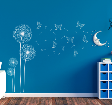 Sticker mural chambre papillons et pissenlits - TenStickers