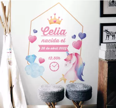 Sticker chambre enfant princesse couronnée personnalisé - TenStickers