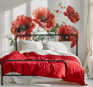 Sticker mural chambre fleurs de pavot - TenStickers