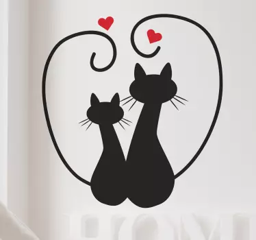 Sticker amour chats coeur - TenStickers