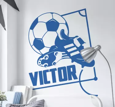 Sticker foot ballon et crampons prénom personnalisé - TenStickers